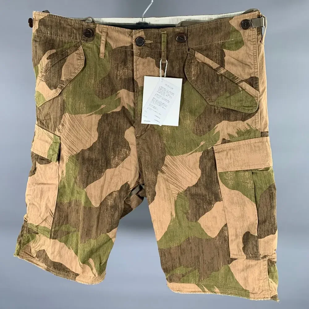 VISVIM Size L Brown Olive Camo Cotton Cargo Pockets Shorts
